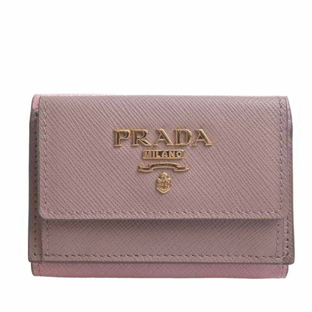 PRADA プラダ レザー 三つ折り コンパクト財布 1MH021 ピンク/ベージュ by