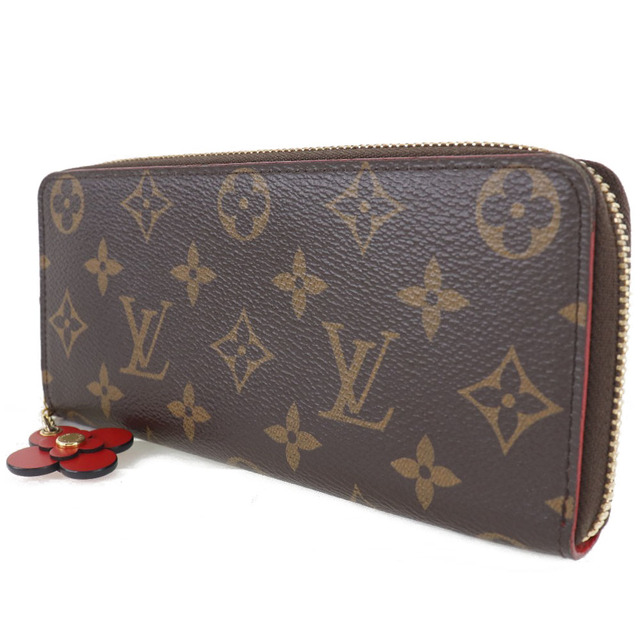 【LOUIS VUITTON】ルイ・ヴィトン ポルトフォイユ・クレマンス フラワーチャーム M62940 モノグラムキャンバス 茶 GI4108  レディース 長財布