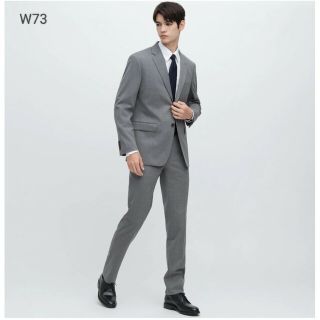 ユニクロ(UNIQLO)のUNIQLO ストレッチウールスリムフィットパンツW73 グレー 450274(スラックス)