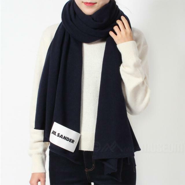 【新品未使用】 JIL SANDER ジルサンダー ストール マフラー ネイビー ECO CASHMERE SCARF J40TE0005-J13204