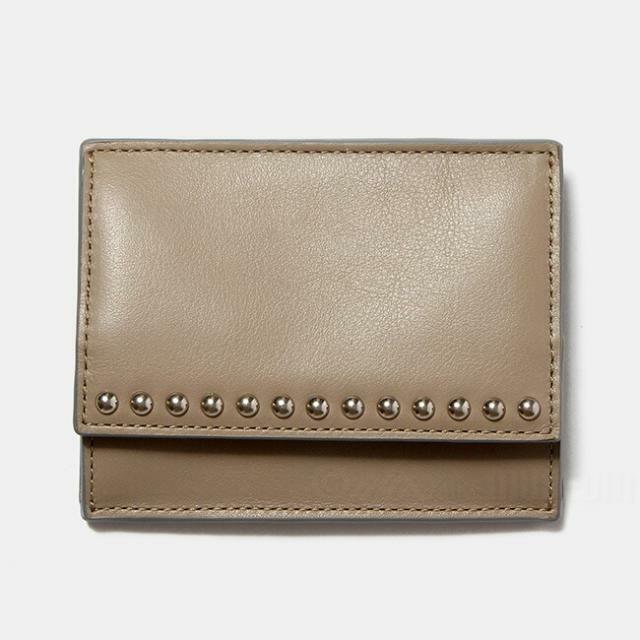 【新品未使用】 ジェイアンドエムデヴィッドソン J&M Davidson カードケース コインケース CARD COIN PURSE WITH STUDS レザー WARM TAUPE SCCP-1XX-SCXX