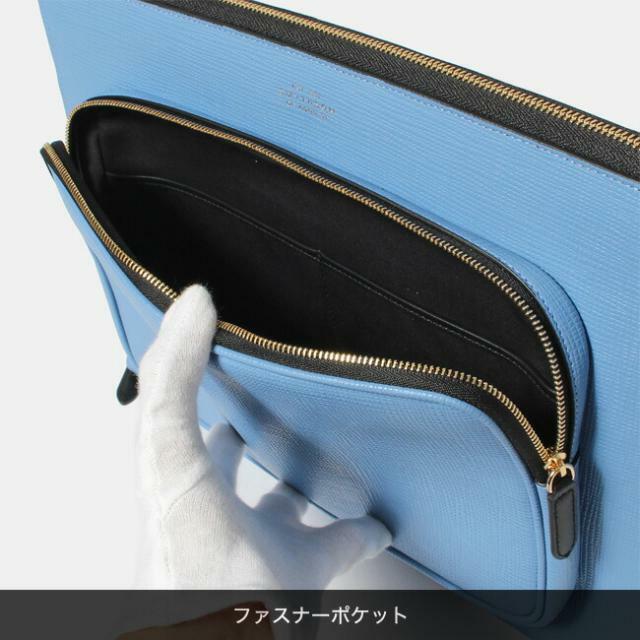 【新品未使用】 SMYTHSON スマイソン バッグ クラッチバッグ PANAMA FOLIO WITH POCKET レザー ライトブルー 1029440