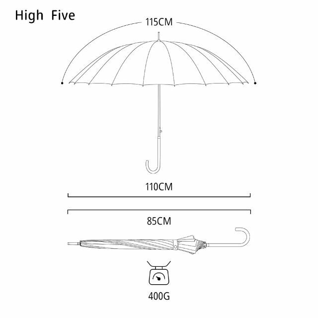 【色: カーキ】High five 傘 レディース傘 婦人傘 長傘 大きい 親骨 1