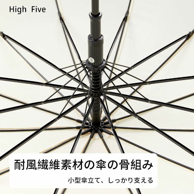 【色: カーキ】High five 傘 レディース傘 婦人傘 長傘 大きい 親骨 3