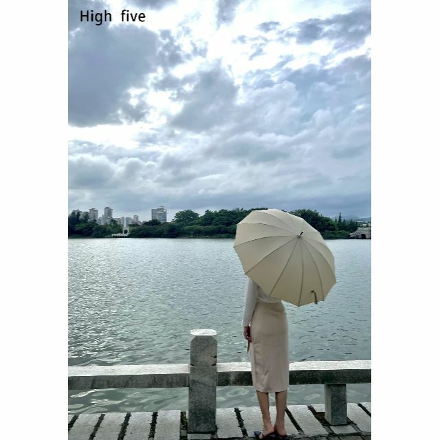 【色: カーキ】High five 傘 レディース傘 婦人傘 長傘 大きい 親骨 6