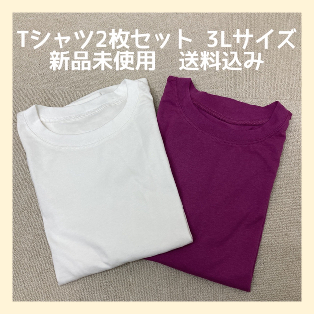 そらさん専用新品Tシャツセット売りホワイトピンク　 3Lサイズ　無地TEE 半袖 レディースのトップス(Tシャツ(半袖/袖なし))の商品写真