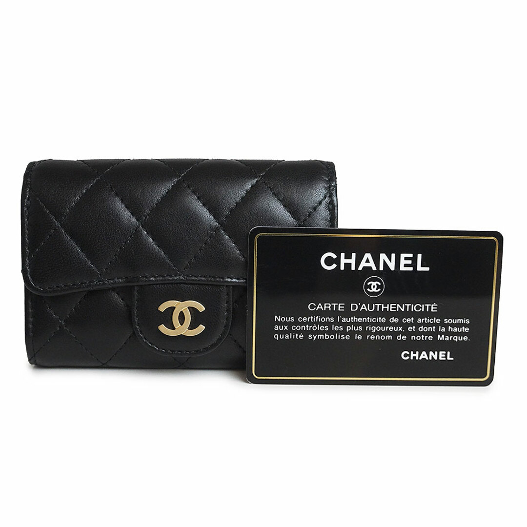 CHANEL シャネル 4連 キーケース マトラッセ ラムスキン 黒