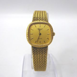 ロンジン(LONGINES)のロンジン 腕時計 クォーツ ２針 ゴールド文字盤 レディース LONGINES Ft1114831 中古(腕時計)