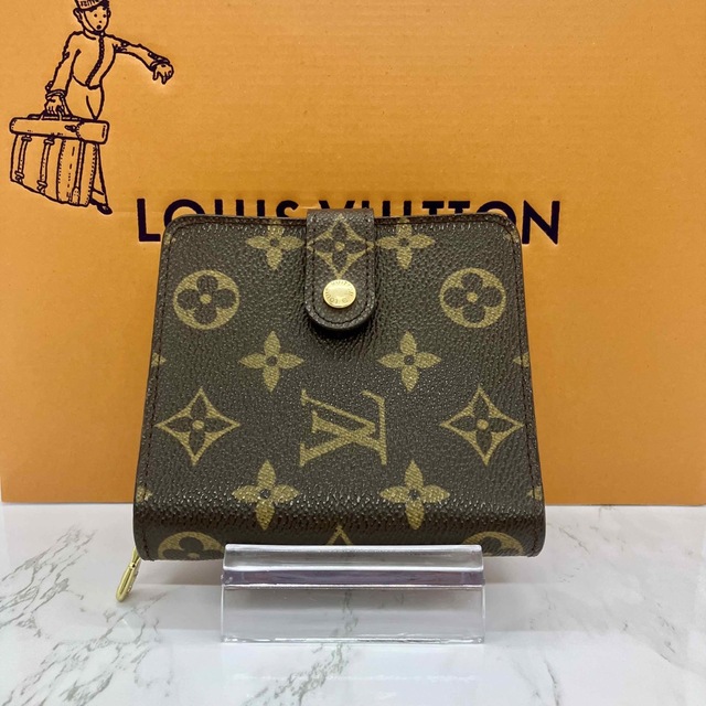 ✨超美品✨ルイヴィトン✨モノグラム✨コンパクトジップ✨二つ折り財布✨茶