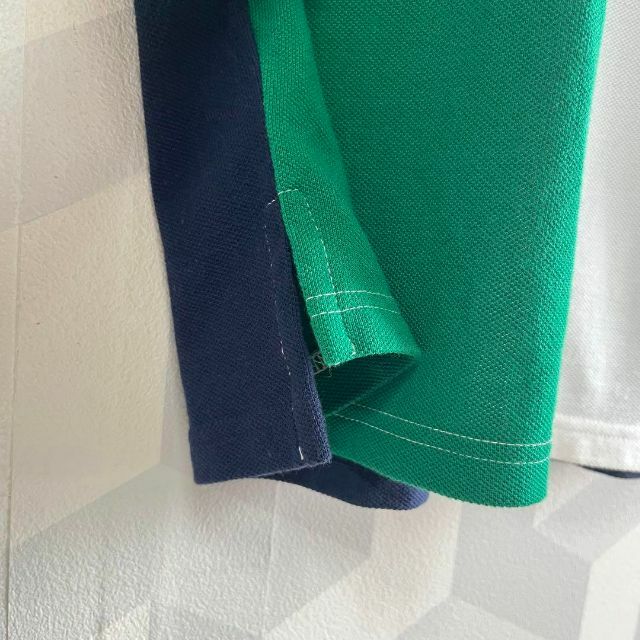 TOMMY HILFIGER(トミーヒルフィガー)の【90s オールド トミーヒルフィガー】XL 刺繍ロゴ 切り替え ポロシャツ 緑 メンズのトップス(ポロシャツ)の商品写真