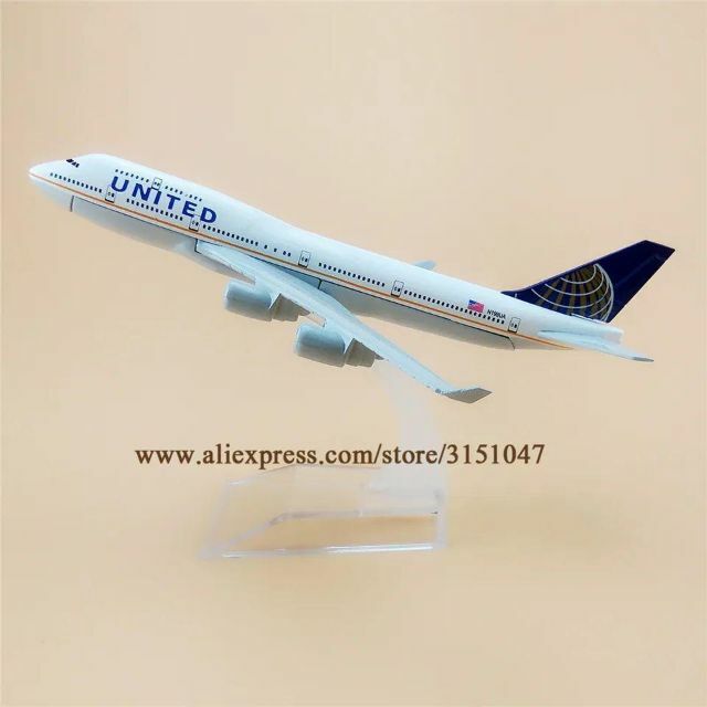 ユナイテッド航空 B747 飛行機模型 16cm エンタメ/ホビーのおもちゃ/ぬいぐるみ(模型/プラモデル)の商品写真