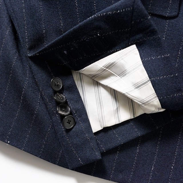 LARDINI - 18万LARDINIラルディーニネイビーウールストライプピークド