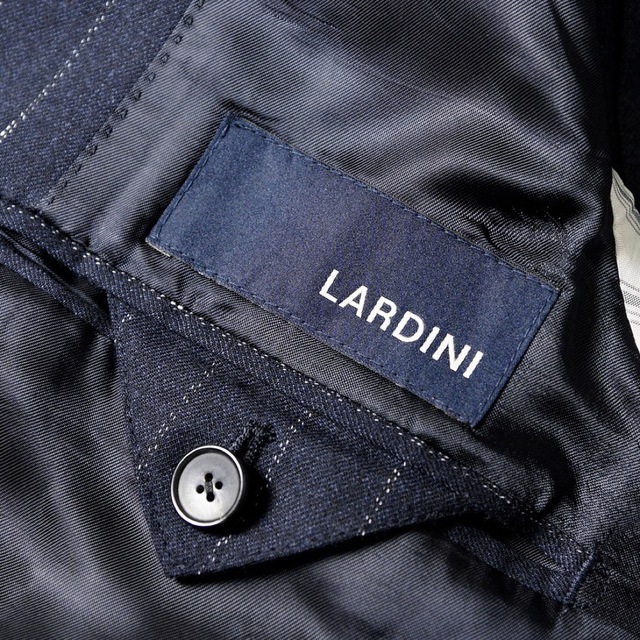 大特価!!】 18万LARDINIラルディーニネイビーウールストライプピークド