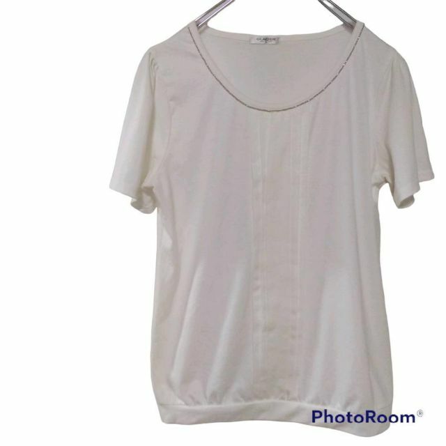 GLACIER(グラシア)のGLACIER　レディース　白　カットソー　半袖　シンプル　インナー　L レディースのトップス(Tシャツ(半袖/袖なし))の商品写真