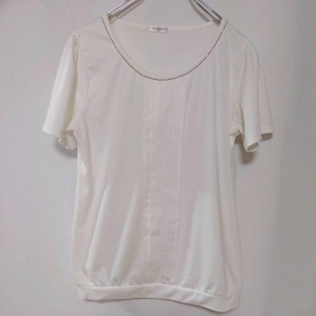 GLACIER(グラシア)のGLACIER　レディース　白　カットソー　半袖　シンプル　インナー　L レディースのトップス(Tシャツ(半袖/袖なし))の商品写真