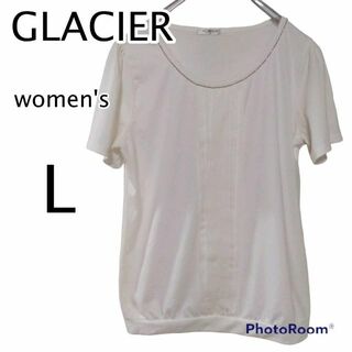 グラシア(GLACIER)のGLACIER　レディース　白　カットソー　半袖　シンプル　インナー　L(Tシャツ(半袖/袖なし))