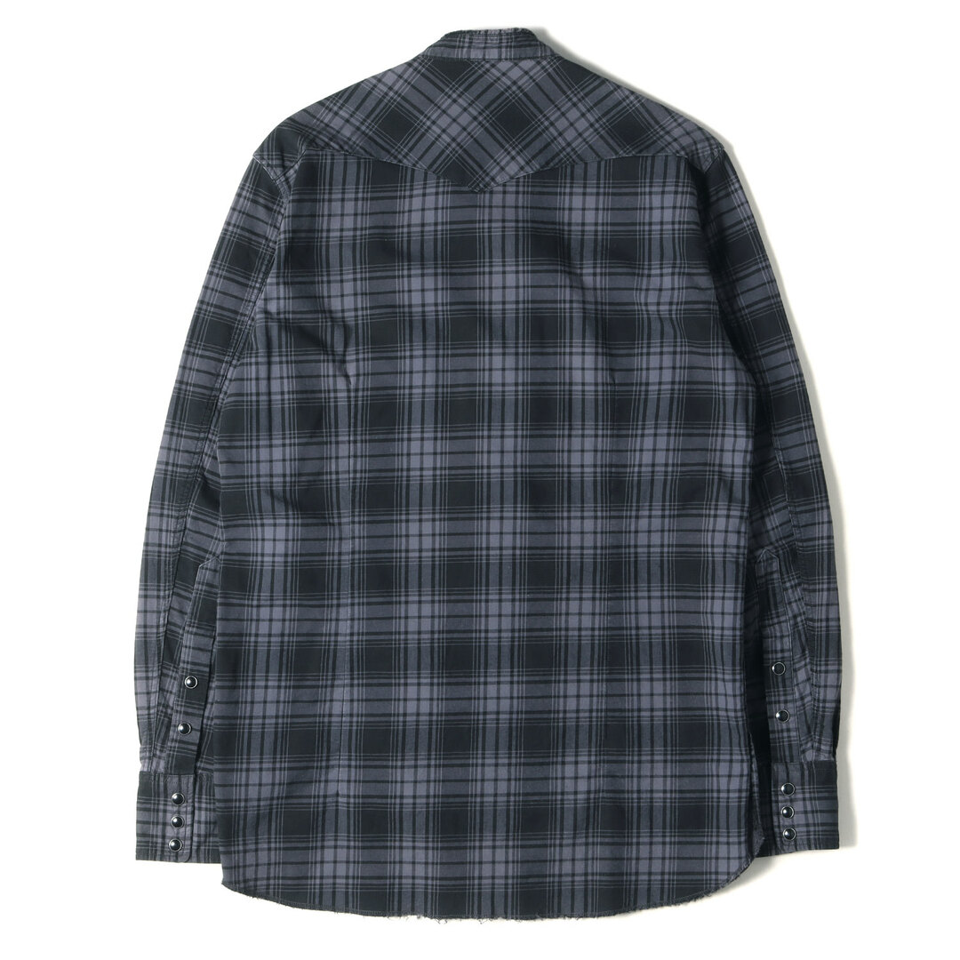 NONNATIVE ノンネイティブ シャツ サイズ:1 タータンチェック ストレッチ バンドカラー ウエスタンシャツ RANCHER SHIRT  C/P MINI PLAID CHECK OVERDYED ブラック グレー トップス カジュアルシャツ 長袖 【メンズ】【中古】