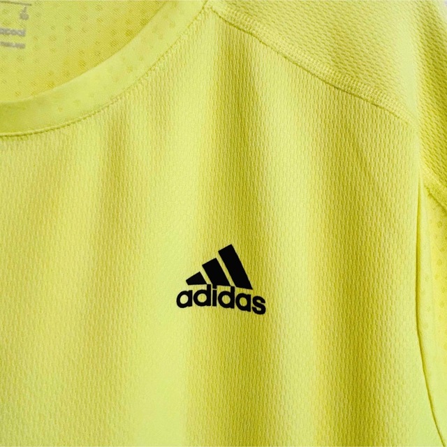 adidas(アディダス)の美品!【adidas】3ストライプ 速乾 メンズ 半袖 Tシャツ☆3L☆イエロー メンズのトップス(Tシャツ/カットソー(半袖/袖なし))の商品写真