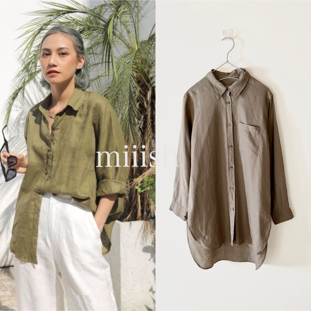 極美品 2022 マーガレットハウエル リネン100% ロングシャツ 4万-