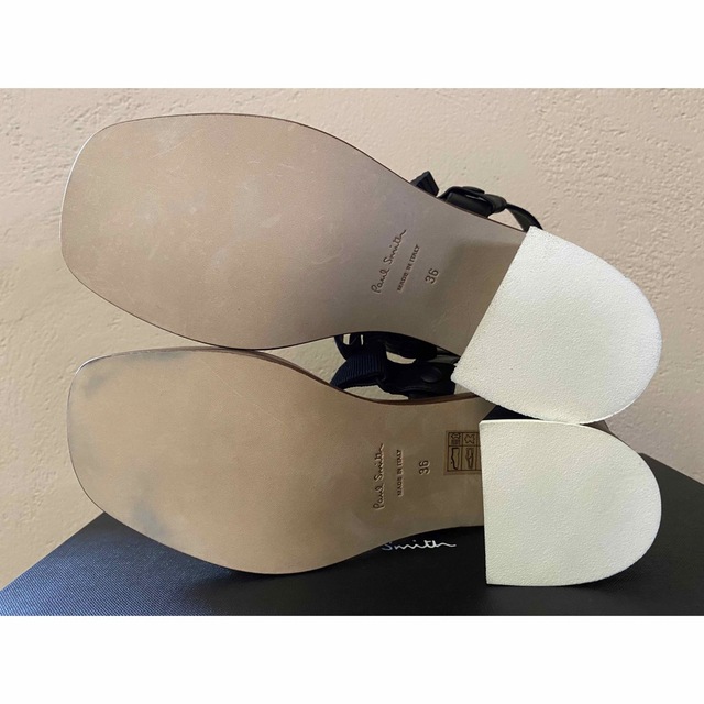 新品 ポールスミス ダブルストラップ レザー サンダル チャンキーヒール