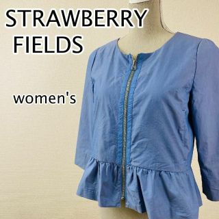 ストロベリーフィールズ(STRAWBERRY-FIELDS)のストロベリーフィールズ 　レディース　ジップアップ　カットソー　ブルー(Tシャツ(長袖/七分))