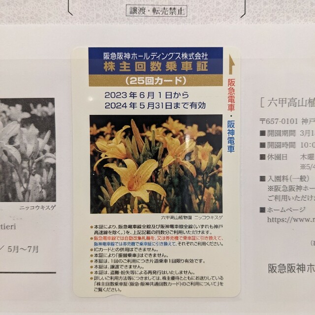 阪急阪神ホールディングス　株主優待券　株主回数乗車証　25回カード チケットの乗車券/交通券(鉄道乗車券)の商品写真