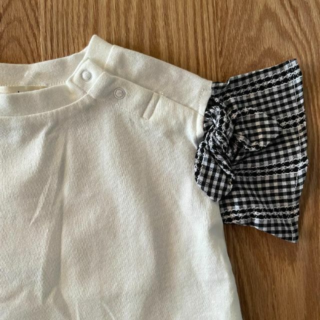 Branshes(ブランシェス)の新品☀夏物☀ギンガムチェックスリーブ半袖Tシャツ　ブランシェス　女の子80cm キッズ/ベビー/マタニティのベビー服(~85cm)(Ｔシャツ)の商品写真