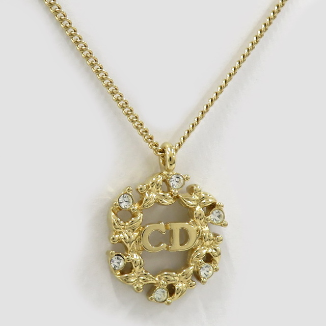 Christian Dior ネックレス ラインストーン メッキ ゴールド | フリマアプリ ラクマ
