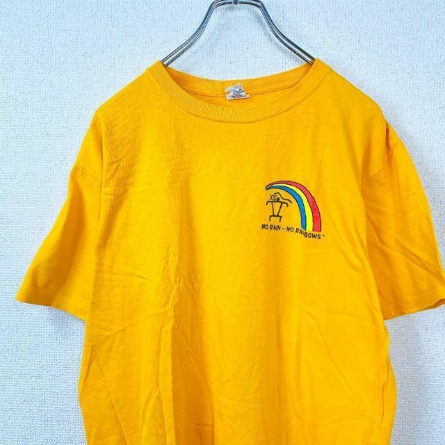 NO RAIN　NO RAINBO　M　Tシャツ　オレンジ　半袖　ビタミンカラー メンズのトップス(Tシャツ/カットソー(半袖/袖なし))の商品写真