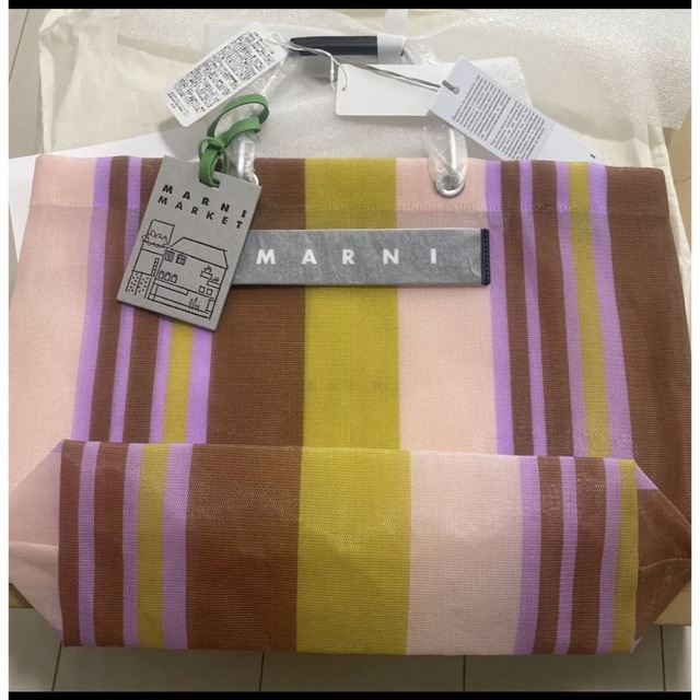 MARNI マルニマーケット ストライプバッグ 阪急先行販売レーズン | www