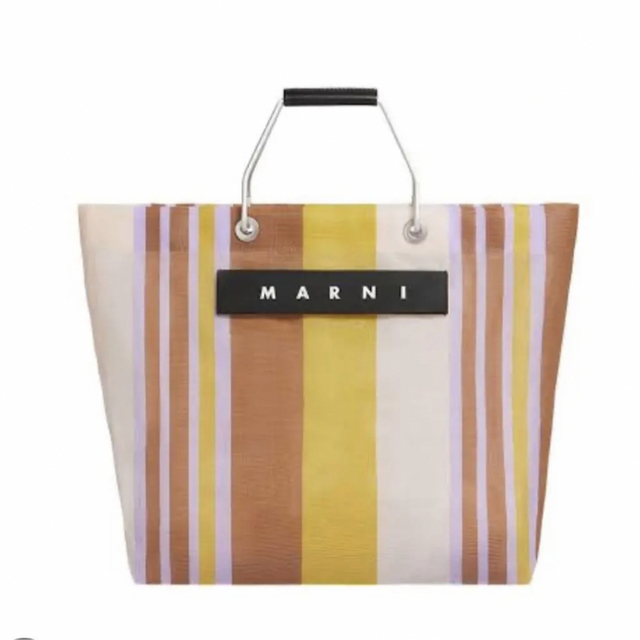 MARNI マルニマーケット　ストライプバッグ　阪急先行販売レーズン