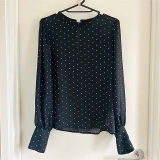 マウジー(moussy)の【MOUSSY】ドット シフォンブラウス/ブラック(シャツ/ブラウス(長袖/七分))