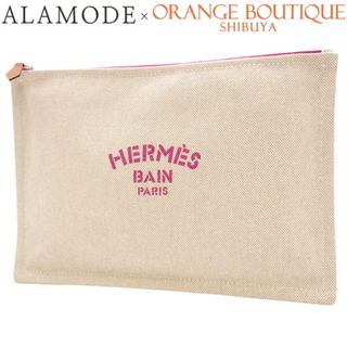 エルメス(Hermes)のHERMES(エルメス) ニューヨッティングポーチ GM ポーチ クラッチバッグ 小物入れ キャンバス レザー パラジウム金具  ベージュ ピンク桃 シルバー金具 レディース 40802057180【中古】【アラモード】【ふゆ】(ポーチ)