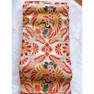 60年くらい前　総刺繍　絞り　正絹　振袖　帯　鶴　松　アンティーク　昭和レトロ