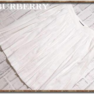 バーバリー(BURBERRY)のバーバリーロンドン　レーヨンスカート　白(ひざ丈スカート)