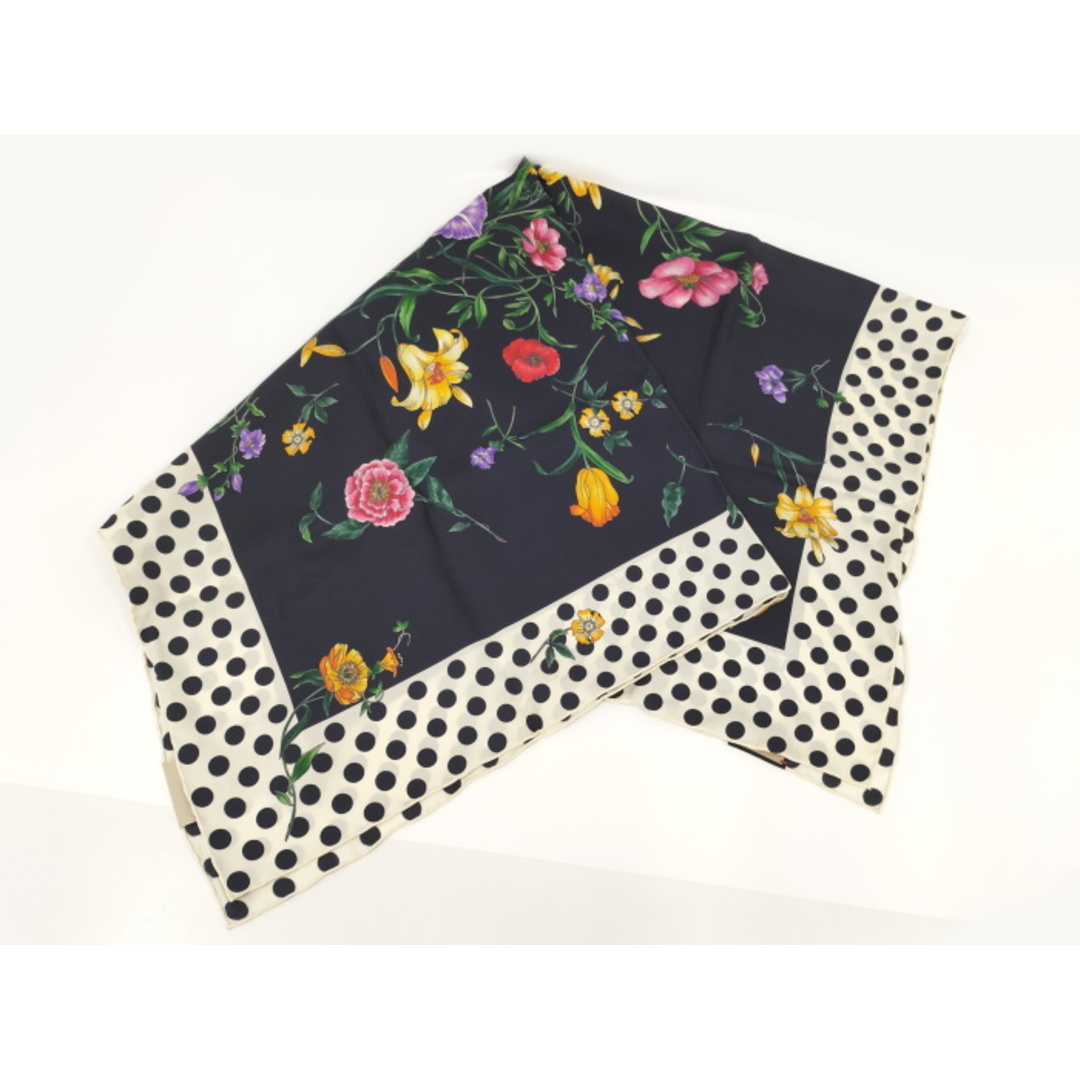 Gucci - GUCCI スカーフ フローラル プリント フラワー 花 水玉 シルク