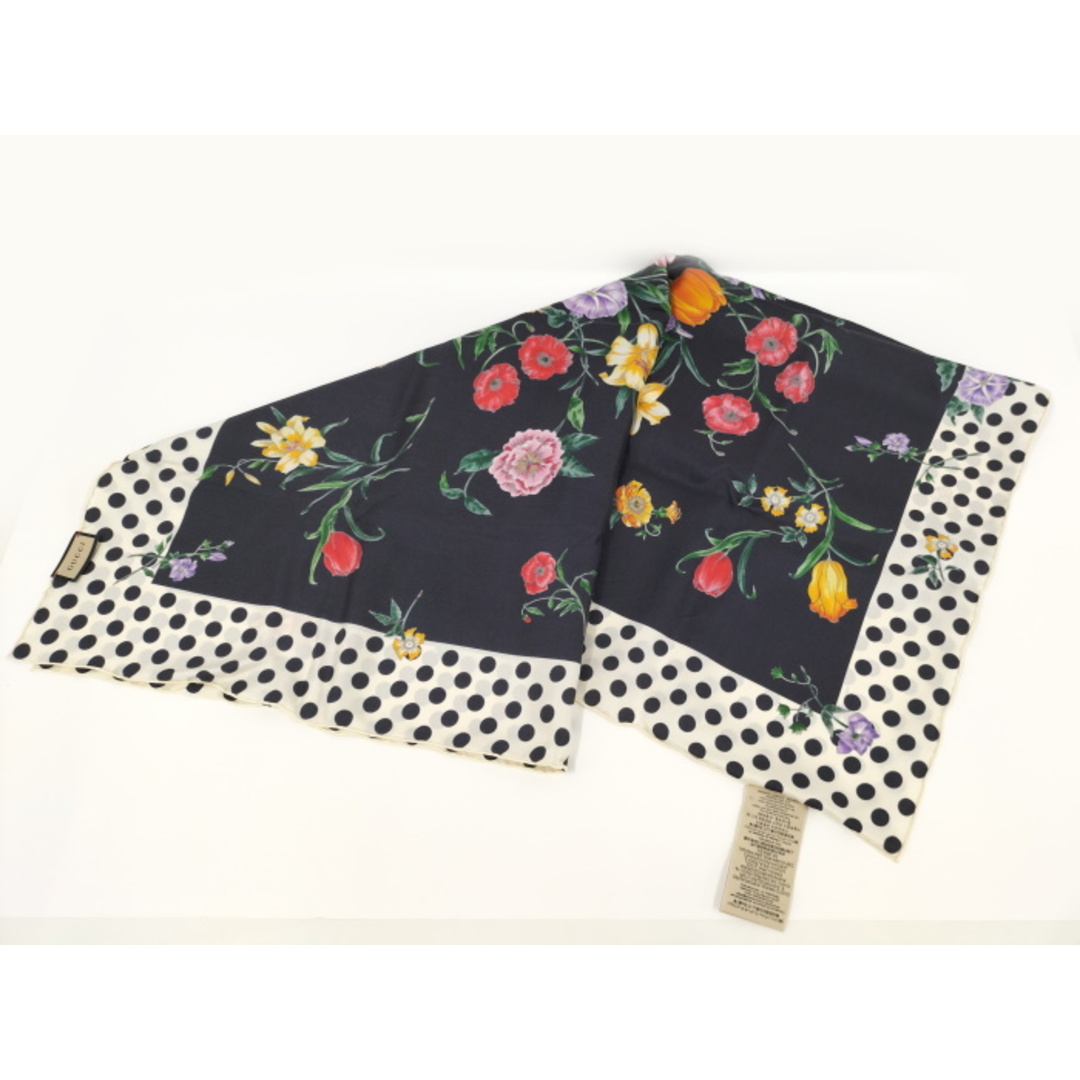 Gucci - GUCCI スカーフ フローラル プリント フラワー 花 水玉 シルク