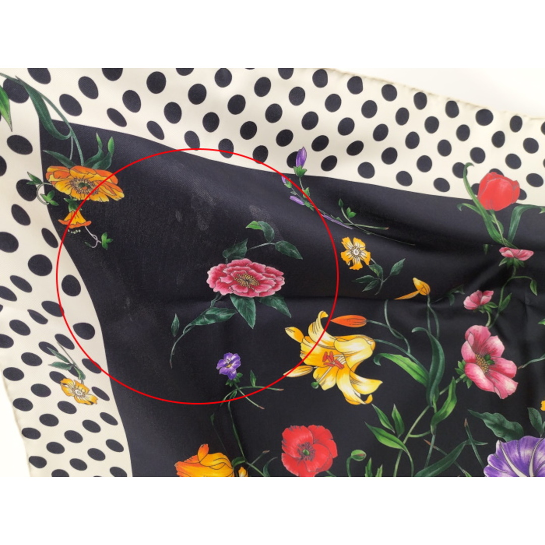 Gucci - GUCCI スカーフ フローラル プリント フラワー 花 水玉 シルク