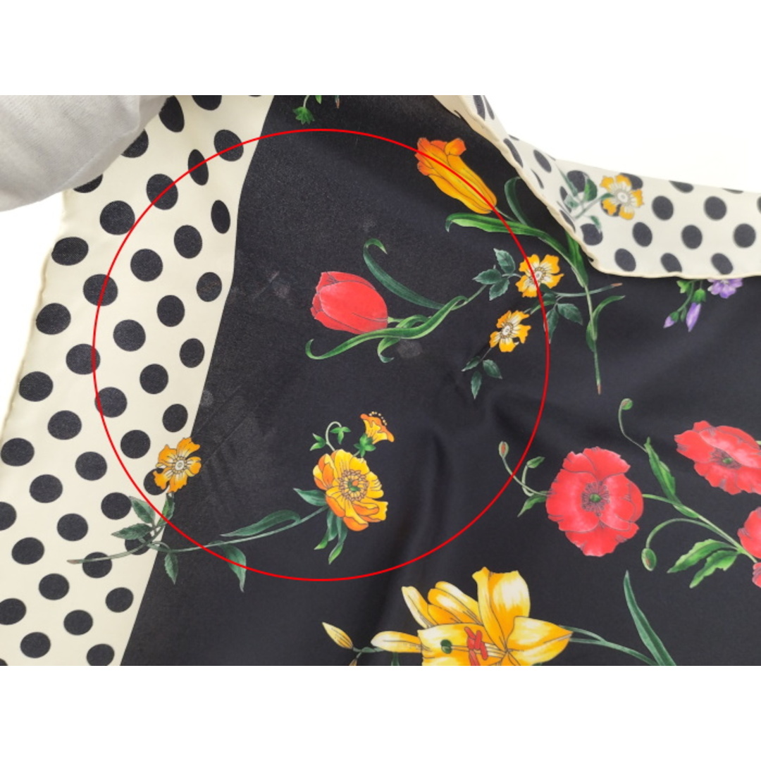 Gucci - GUCCI スカーフ フローラル プリント フラワー 花 水玉 シルク