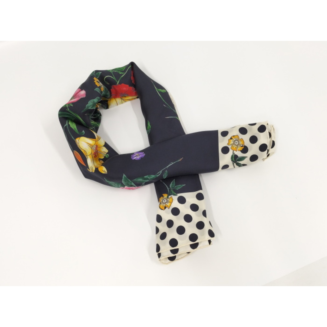 Gucci - GUCCI スカーフ フローラル プリント フラワー 花 水玉 シルク