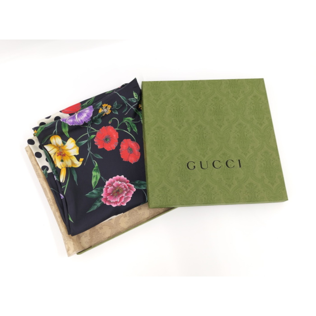 Gucci - GUCCI スカーフ フローラル プリント フラワー 花 水玉 シルク