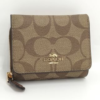 コーチ(COACH)のCOACH 三つ折り財布 シグネチャー PVC ブラウン F41302(財布)