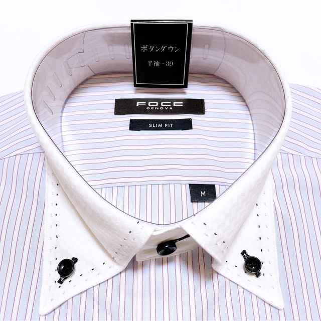 FOCE GENOVA 綿60% ワイシャツ　ボタンダウン　半袖　M-39  O メンズのトップス(シャツ)の商品写真