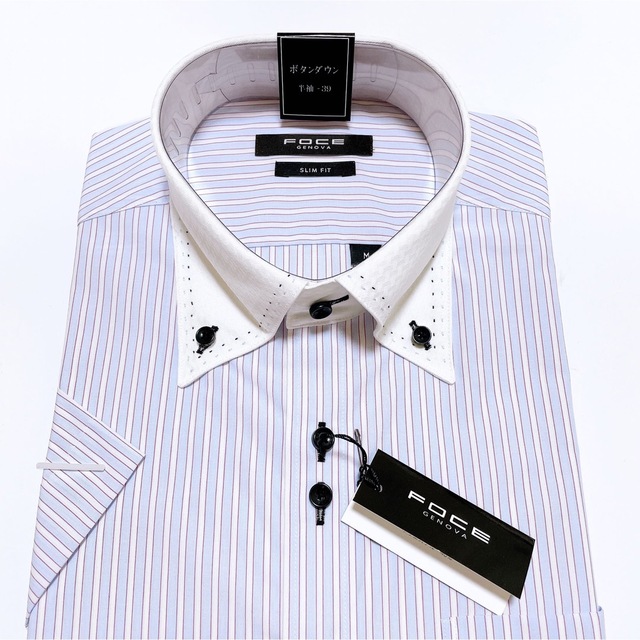 FOCE GENOVA 綿60% ワイシャツ　ボタンダウン　半袖　M-39  O メンズのトップス(シャツ)の商品写真