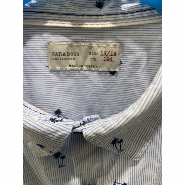 【ZARA BOYS】半袖シャツ 水色  椰子の木柄　164 160 キッズ/ベビー/マタニティのキッズ服男の子用(90cm~)(Tシャツ/カットソー)の商品写真