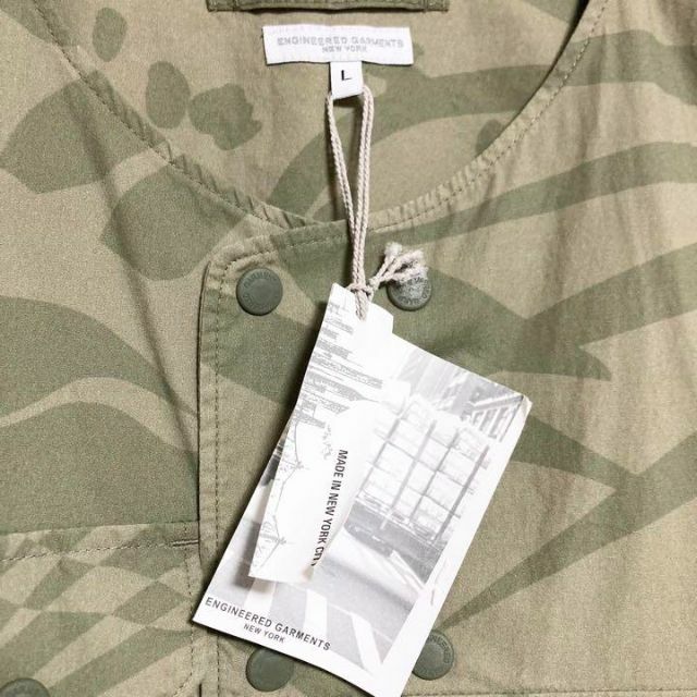 Lサイズ!ENGINEEREDGARMENTS リーフ柄カバーベスト-