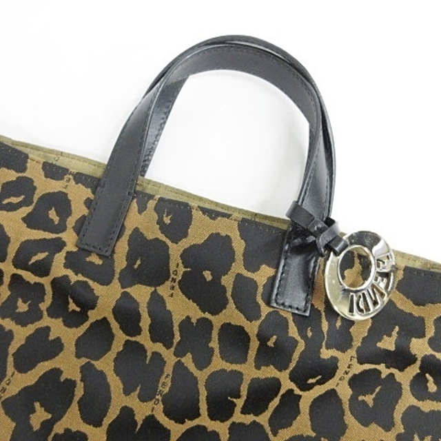 フェンディ FENDI トートバッグ ハンドバッグ レオパード柄 ブラウン