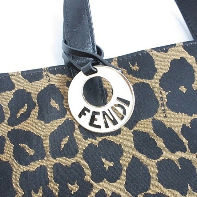 フェンディ FENDI トートバッグ ハンドバッグ レオパード柄 ブラウン