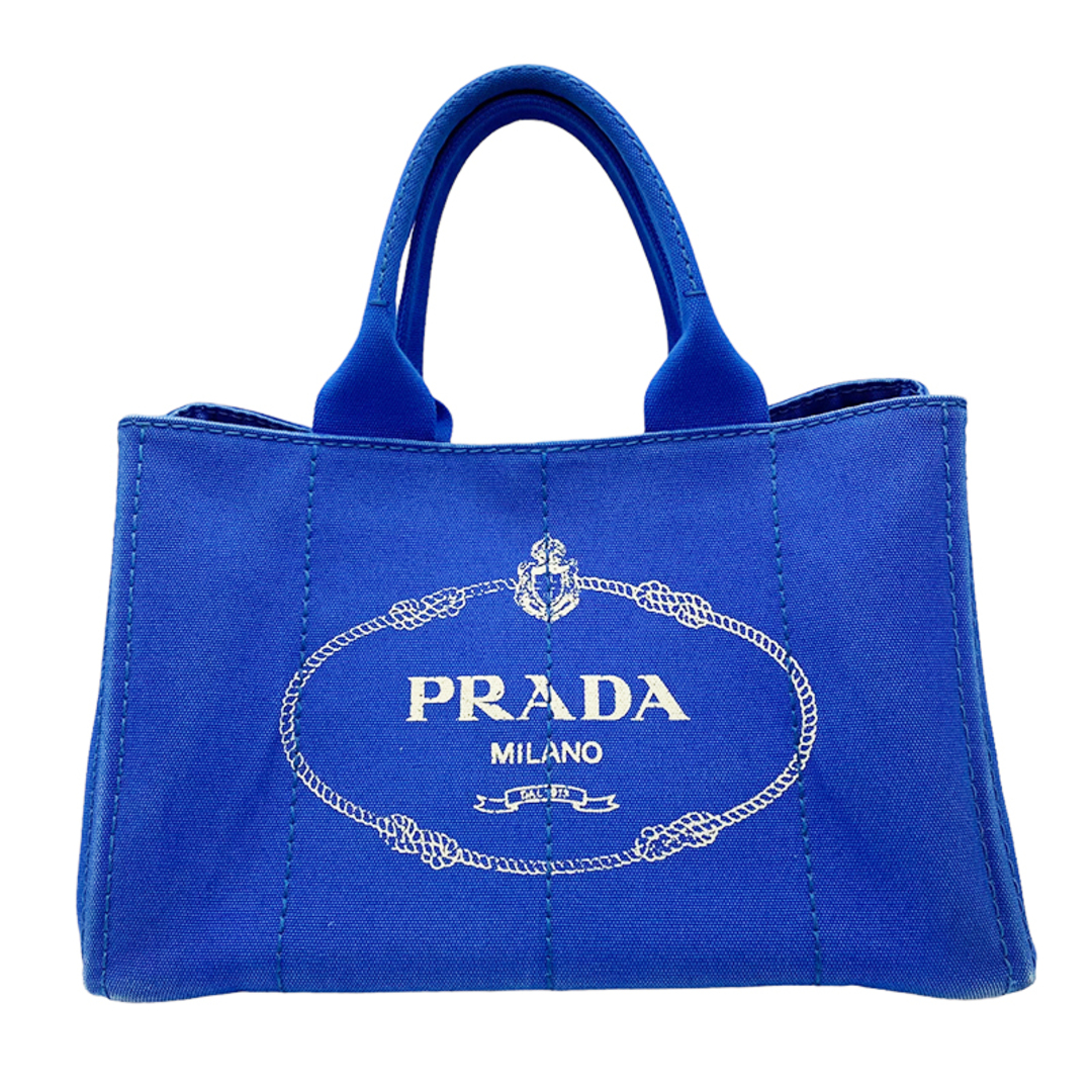 プラダ PRADA カナパ ミディアム トートバッグ BN1877 コバルト ゴールド金具 コットンキャンバス レディース トートバッグ