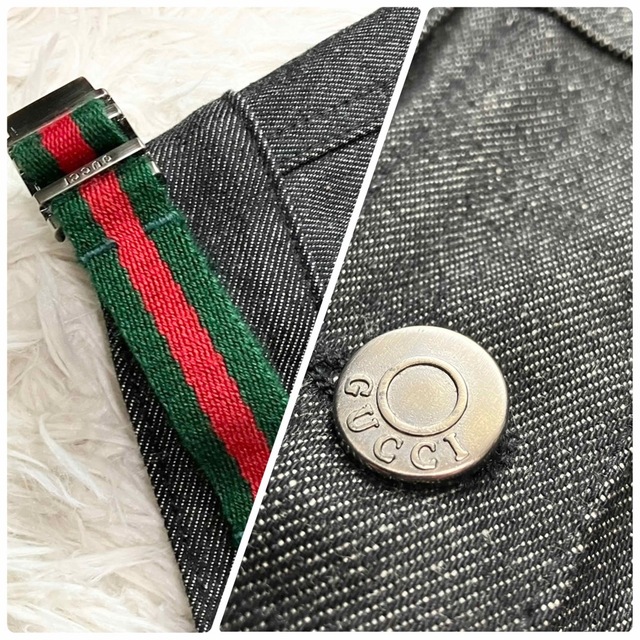 GUCCI】グッチ 希少 インディゴ シェリーライン デニムジャケット-